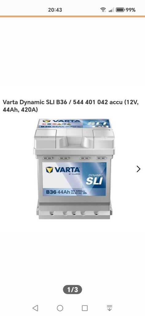 Varta B36 Blue Dynamic 12V 44Ah, Ophalen of Verzenden, Nieuw