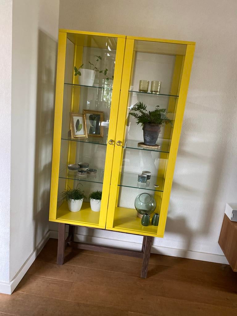 Ikea Stockholm Kast Geel - Stijlvolle Vitrinekast, Ophalen, Gebruikt, 50 tot 100 cm, Glas
