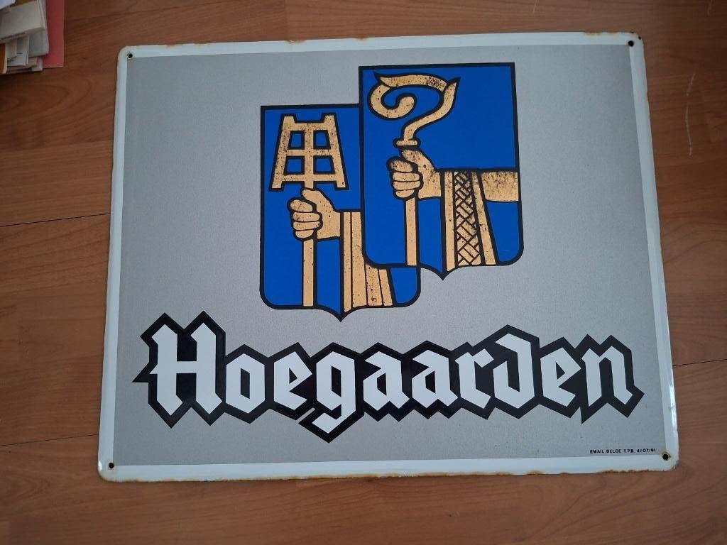 Hoegaarden bier emaille bord 40 x 50 cm 1991, Verzamelen, Biermerken, Ophalen of Verzenden, Gebruikt, Reclamebord, Plaat of Schild