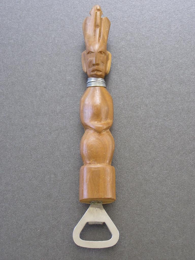 Vintage! Flesopener bieropener Afrikaans houtsnijwerk, Ophalen of Verzenden, Gebruikt