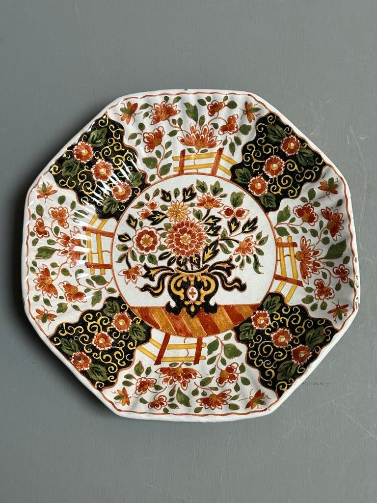 Handbeschilderd Octogonaal Wandbord Koninklijke Tichelaar, Ophalen of Verzenden