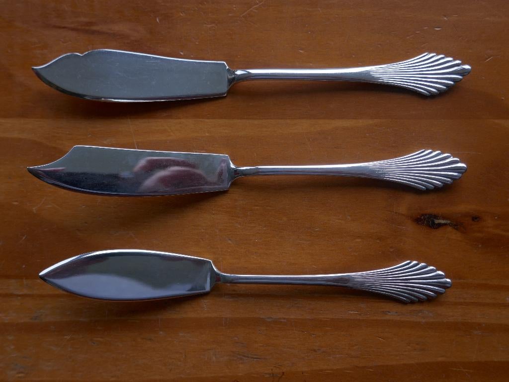 Gerritsen Amsterdam zilveren waaier 2 botermesjes kaasmesje, Ophalen of Verzenden, Zilver