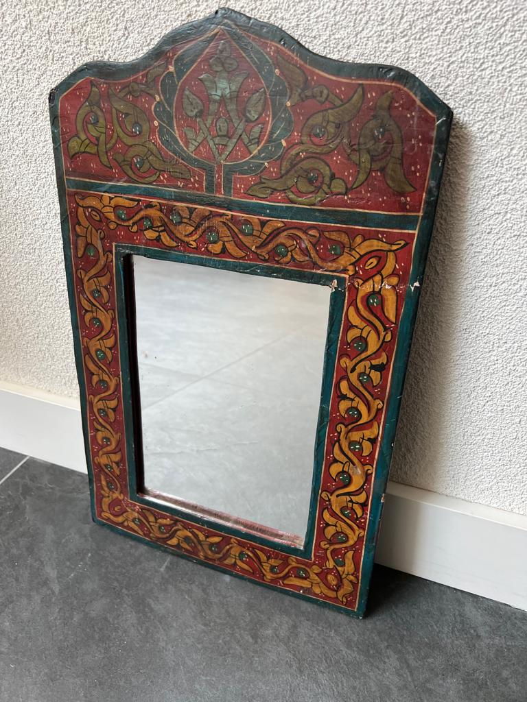 Marokkaanse vintage handbeschilderd arabische spiegel, Gebruikt, Ophalen of Verzenden, https://verburgtvintage.nl/#contact, Schipluidenlaan 20 5035KJ Tilburg