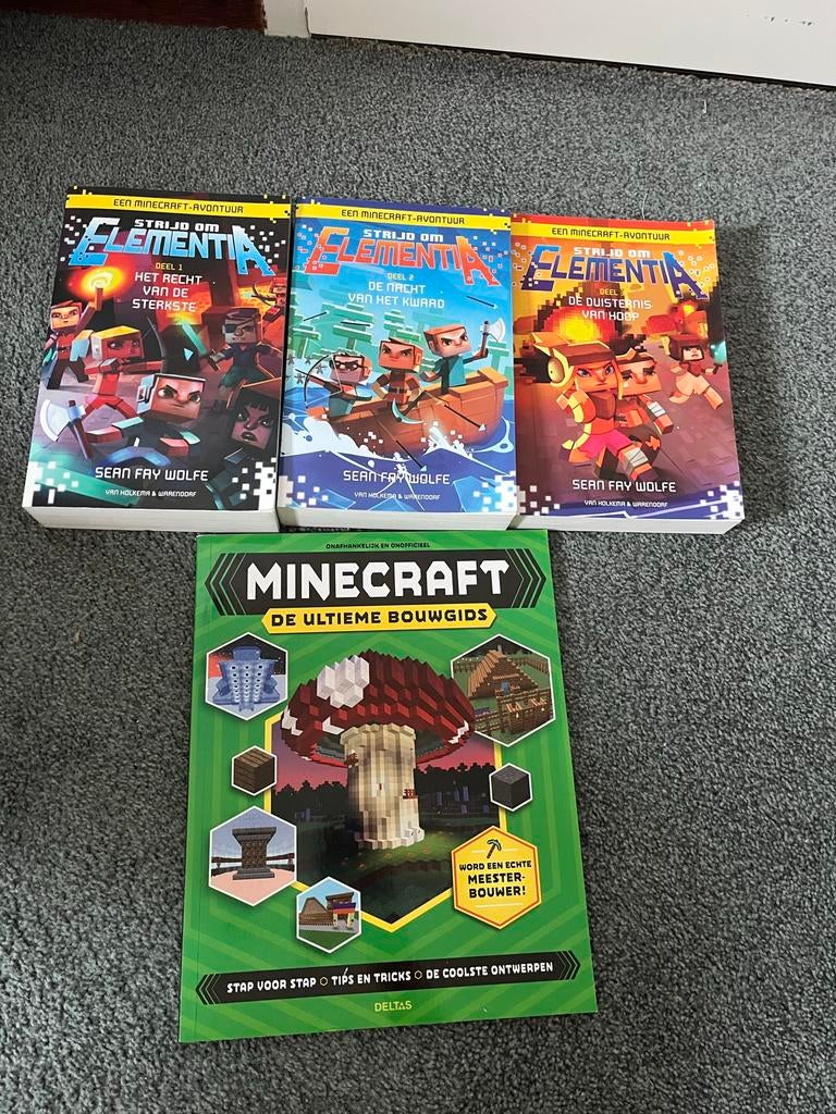Minecraft boekenreeks deel 1,2,3 + Minecraft bouwgids, Boeken, Kinderboeken | Jeugd | onder 10 jaar, Zo goed als nieuw, Fictie algemeen