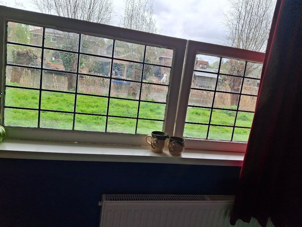 Glas en lood ramen 3x, Ophalen, Gevelraam of Ruit, Gebruikt, Minder dan 80 cm