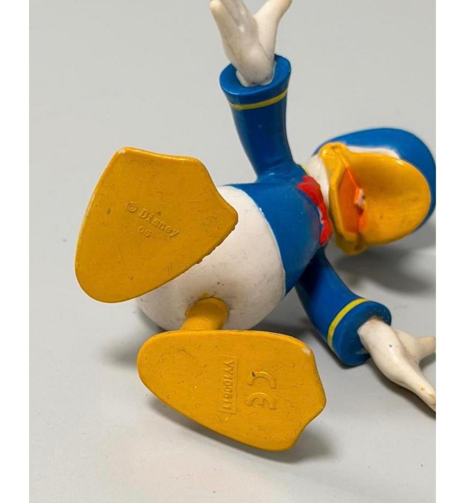 Origineel Vintage Disney Donald Duck Rubber Figuurtje – 12cm, Beeldje of Figuurtje, Ophalen of Verzenden, Zo goed als nieuw, H
