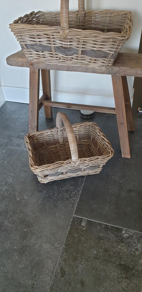 Hoffz, rotan mandenset, met lederen banden, Huis en Inrichting, Ophalen of Verzenden, Nieuw