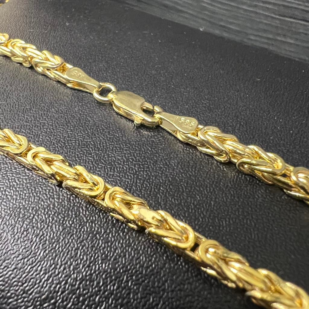 14l gouden koningsketting prachtig schakel italy, Ophalen of Verzenden, Nieuw, Goud