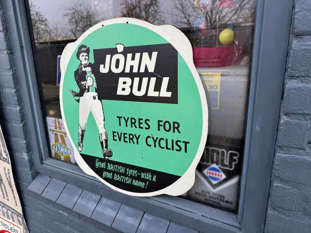Vintage John Bull Fietsbanden Reclamebord, Reclamebord, Gebruikt, ., Ophalen of Verzenden