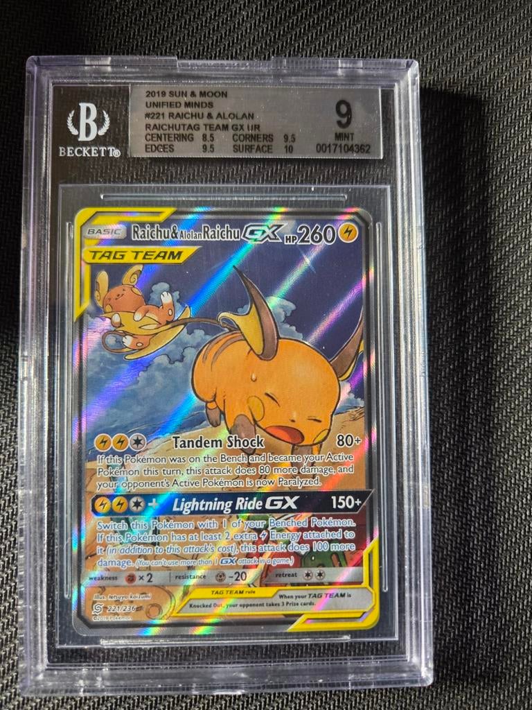Unified Minds , Raichu & Alolan Raichu Gx Tag Team, Hobby en Vrije tijd, Verzamelkaartspellen | Pokémon, Ophalen of Verzenden