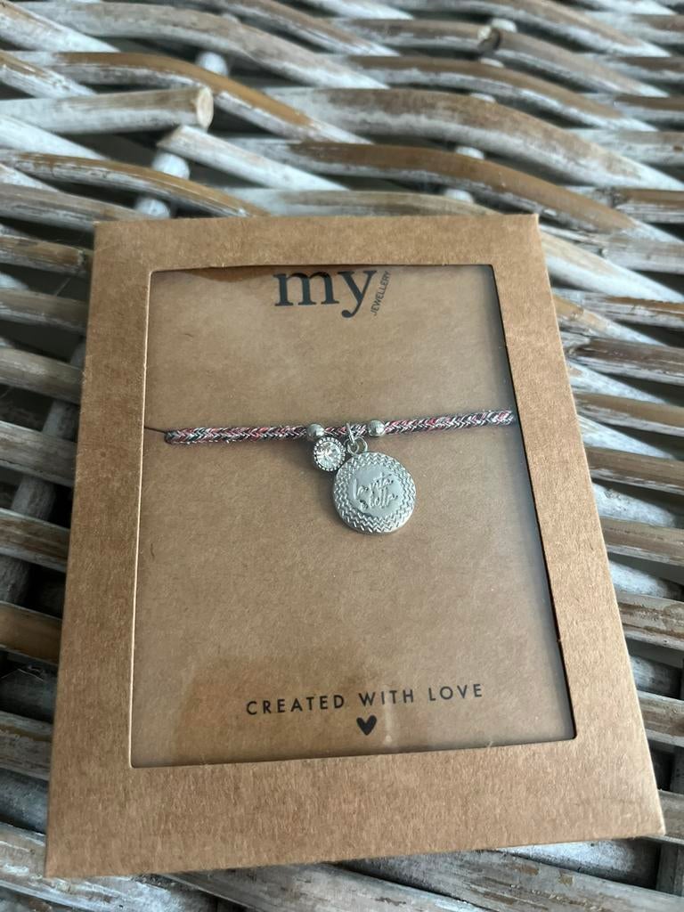 Nieuw My Jewellery armbandje zilver kleur hanger en steentje, Sieraden, Tassen en Uiterlijk, Staal, Nieuw, Ophalen of Verzenden