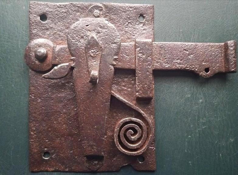 Antiek ijzeren slot, Ophalen of Verzenden