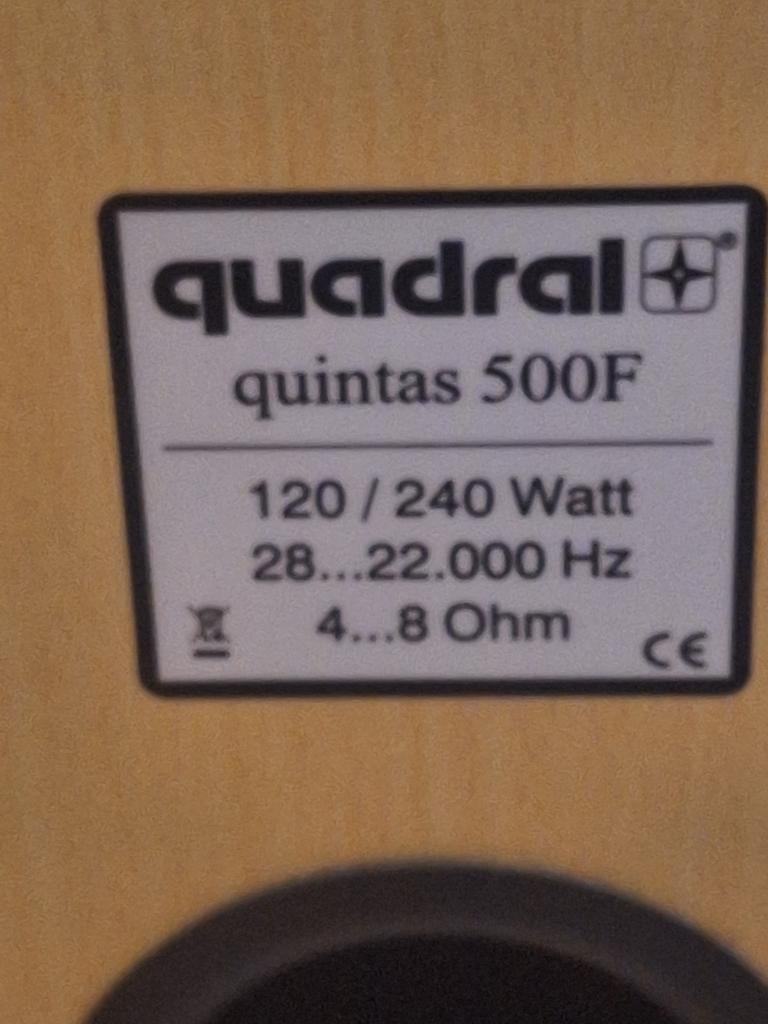Speakers Quadral Quintas 500F Zuilspeakers, Zo goed als nieuw, 120 watt of meer, Front, Rear of Stereo speakers, Ophalen