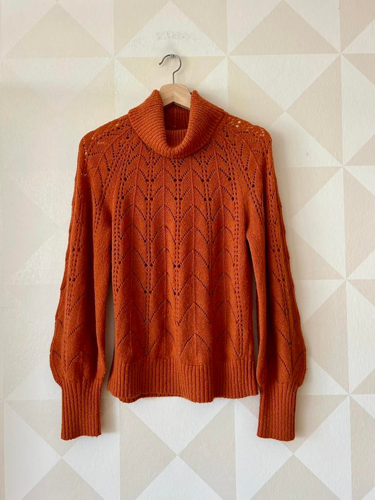 King Louie trui col oranje roodbruin ajour M/38 zgan, Maat 38/40 (M), Oranje, Ophalen of Verzenden, Zo goed als nieuw