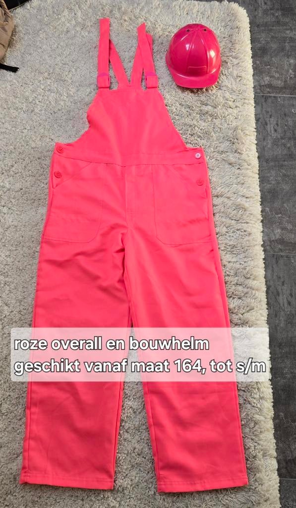 Roze tuinbroek en roze bouwhelm s / m, Kleding | Dames, Carnavalskleding en Feestkleding, Ophalen of Verzenden, Zo goed als nieuw