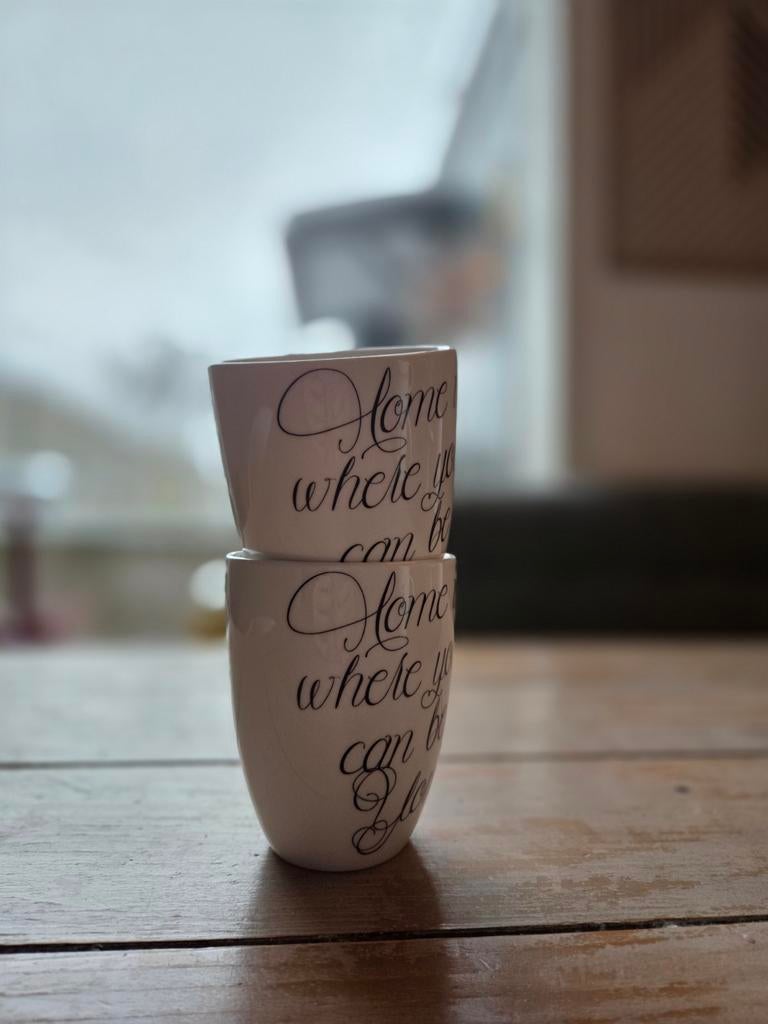 Riviera Maison Kopjes - Set van 2, Ophalen, Keramiek, Zo goed als nieuw, Overige stijlen