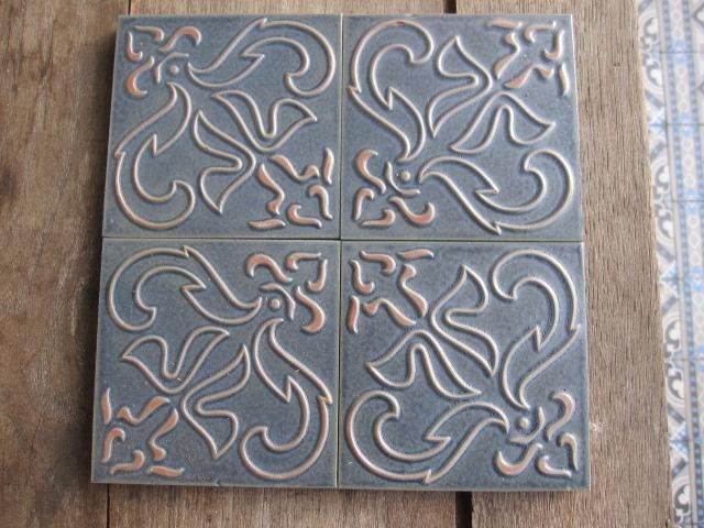 17 m2 retro petrol blauwe tegels in relief Villeroy Boch, Ophalen, Nieuw, Minder dan 20 cm, Minder dan 20 cm