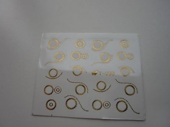 Velletje nagel water decals stickers Y-068 rondjes goud, Nieuw, Ophalen of Verzenden, Handen en Nagels, Goud