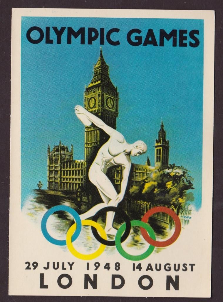 Olympische Spelen 1948 Londen Engeland  Antik Prints, Ophalen of Verzenden, 1940 tot 1960, Ongelopen, Overige thema's