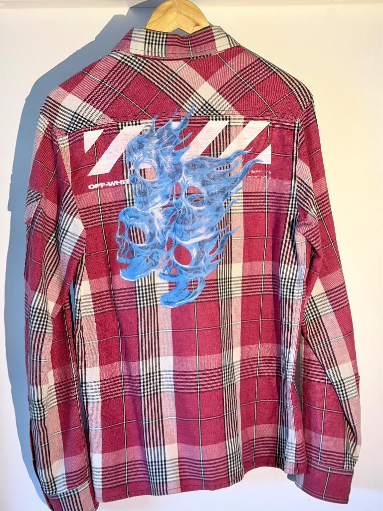 Off-White flanel, Ophalen of Verzenden, Off white, Gedragen, Rood