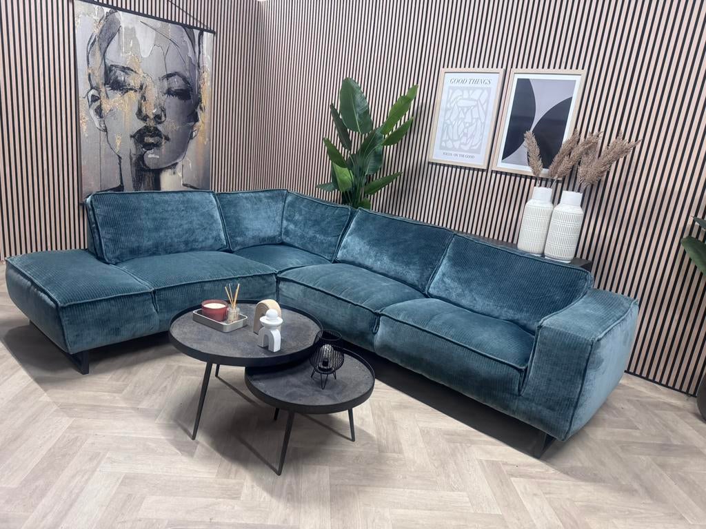Moderne Luxe Hoekbank - Blauw - 300 x 225, Ophalen, 250 tot 300 cm, -, -