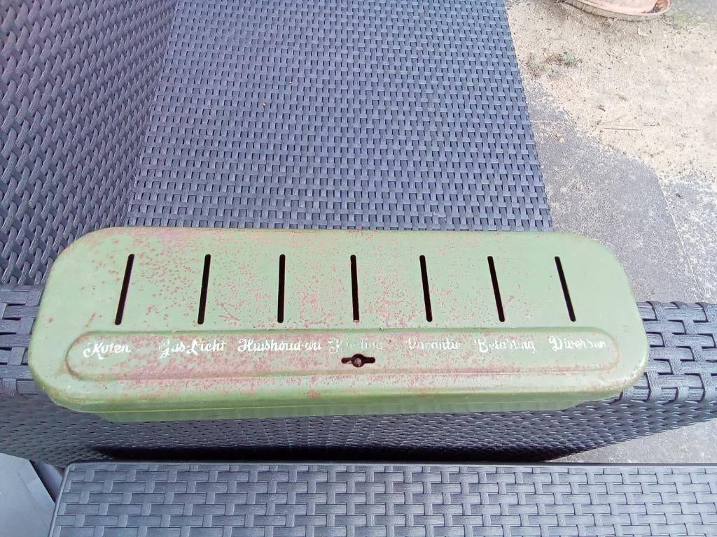 1 retro vintage brabantia spaarpot groen 30 / 8,5 / 5,5 cm, Antiek en Kunst, Ophalen