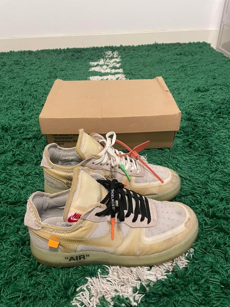 Off white x nike air force 1, maat 42,5, Wit, Ophalen of Verzenden, Sneakers of Gympen, Gedragen