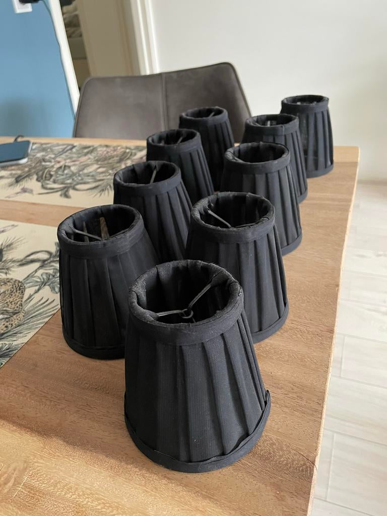 Zwarte tule lampenkapjes - set van 9, Huis en Inrichting, Lampen | Lampenkappen, Ophalen, Gebruikt, Zwart, Rond