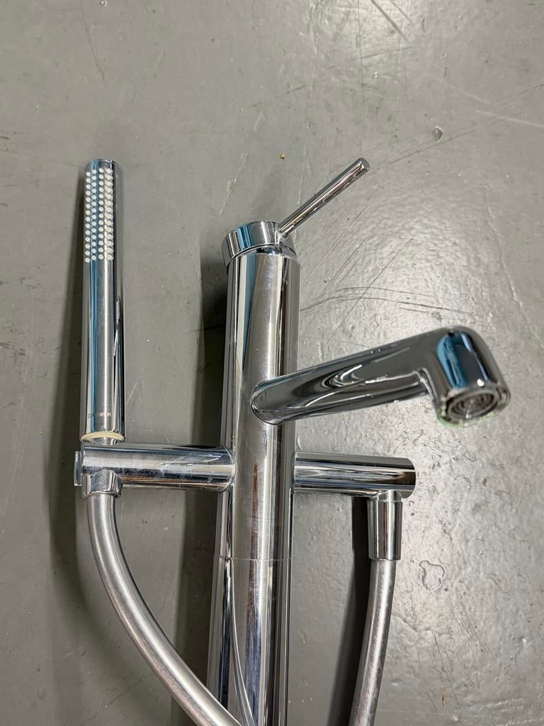 Moderne badkraan met handdouche Hansa, Ophalen of Verzenden, Gebruikt, Chroom, Kraan
