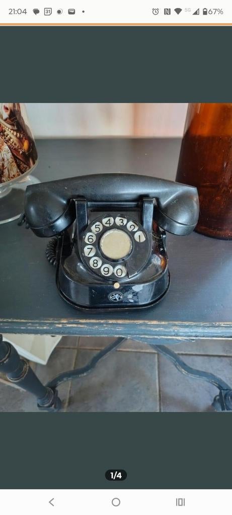 Vintage zwarte draaitelefoon met kleine beschadiging, Antiek en Kunst, Ophalen of Verzenden