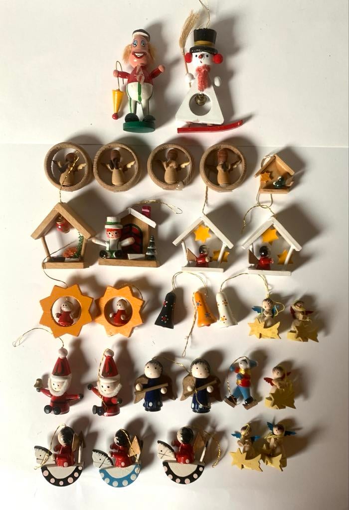 Houten vintage Kerstboomhangers kerst engeltjes, Diversen, Ophalen of Verzenden, Gebruikt