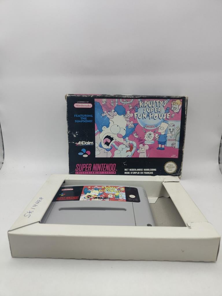 Krusty's Super Fun House SNES boxed, Spelcomputers en Games, Games | Nintendo Super NES, Support@acclaim.com, Gebruikt, 1 speler