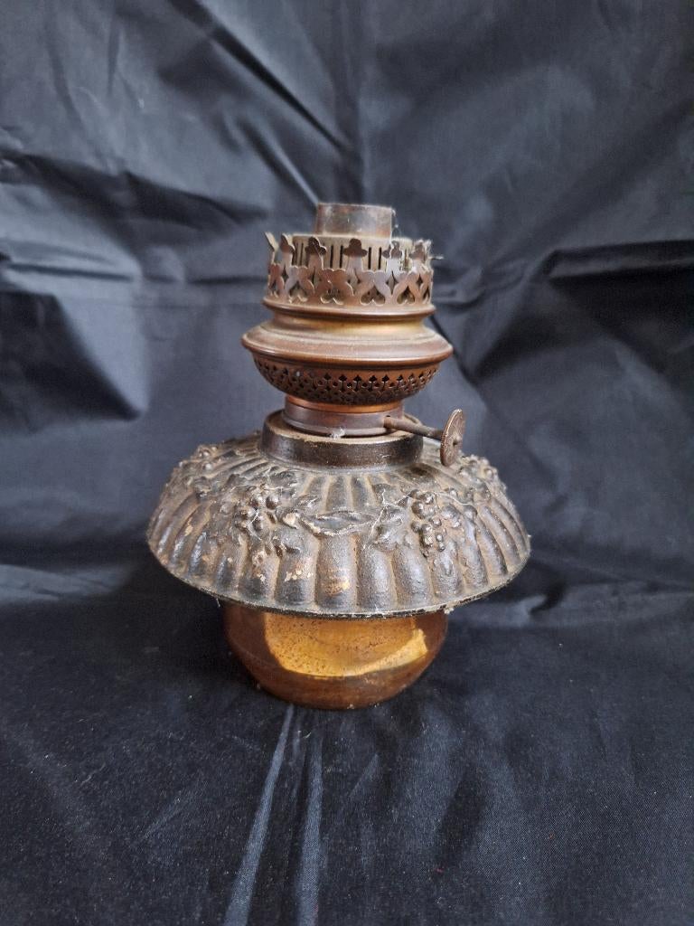 Antiek Messing Olielamp Brander Met Decoratief Detail, Ophalen