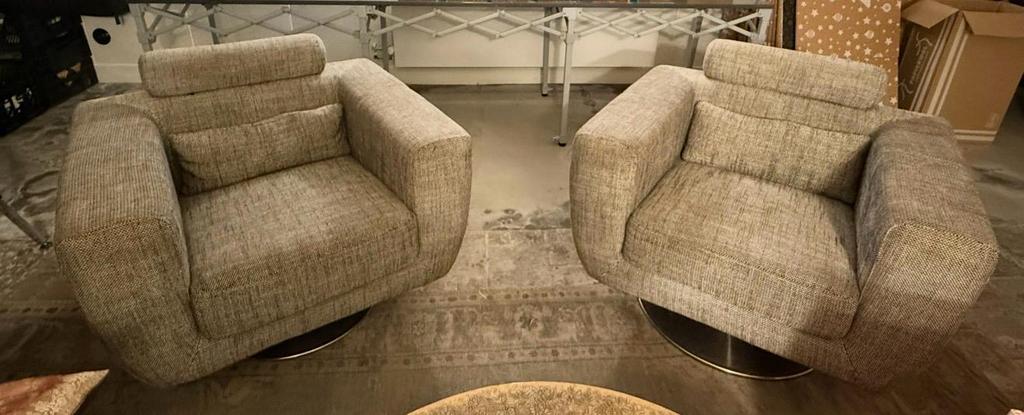 2 design lounge stoelen draaibaar, Huis en Inrichting, Ophalen, Zo goed als nieuw, 75 tot 100 cm, 50 tot 75 cm