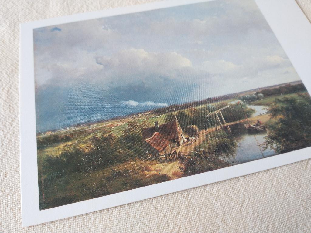 Landschap met spoorlijn en trein, Ophalen of Verzenden, Voor 1920, Ongelopen, Voertuig