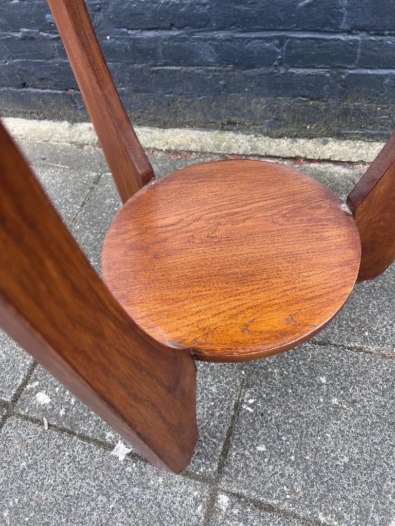 antiek eiken bijzettafel 58 cm, hoog 63 cm, De doofpot, Antiek klassiek, Rond, 60 cm of meer