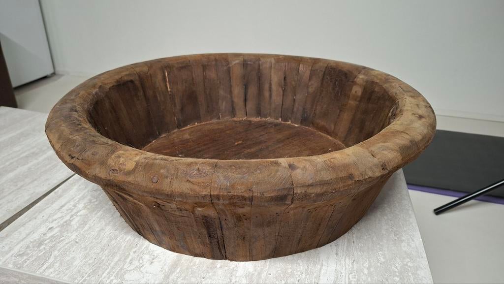 Houten olijvenbak, Ophalen, Rond, Hout