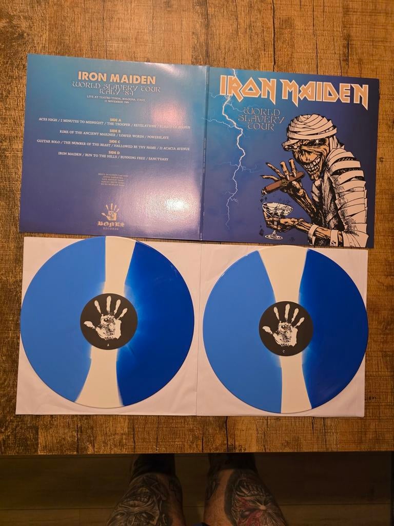 Iron Maiden - World Slavery Tour Live LP (Blauw/Wit), Cd's en Dvd's, Ophalen of Verzenden, Zo goed als nieuw