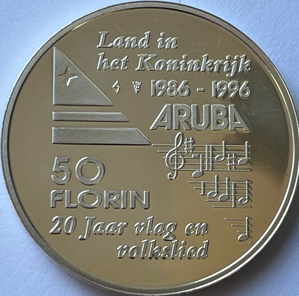 Aruba zilveren 50 florin 1996, Koningin Beatrix, Zilver, Losse munt, Overige waardes