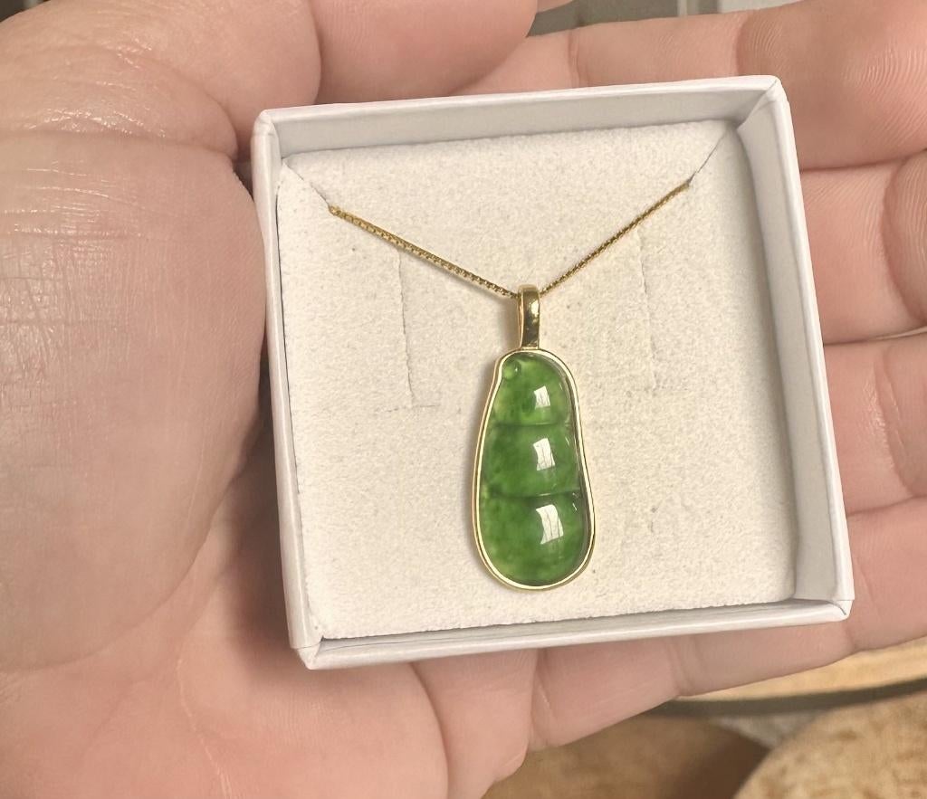 Natuurlijke A-Jade Hanger met ALGT Certificaat, Ophalen of Verzenden, Nieuw, Groen, Steen of Mineraal