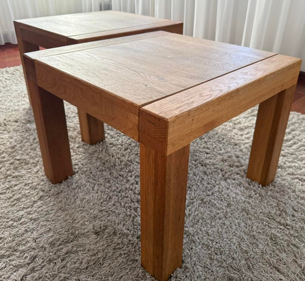 Eiken salontafels, Huis en Inrichting, Tafels | Salontafels, Ophalen, 50 tot 100 cm, Vierkant, Zo goed als nieuw