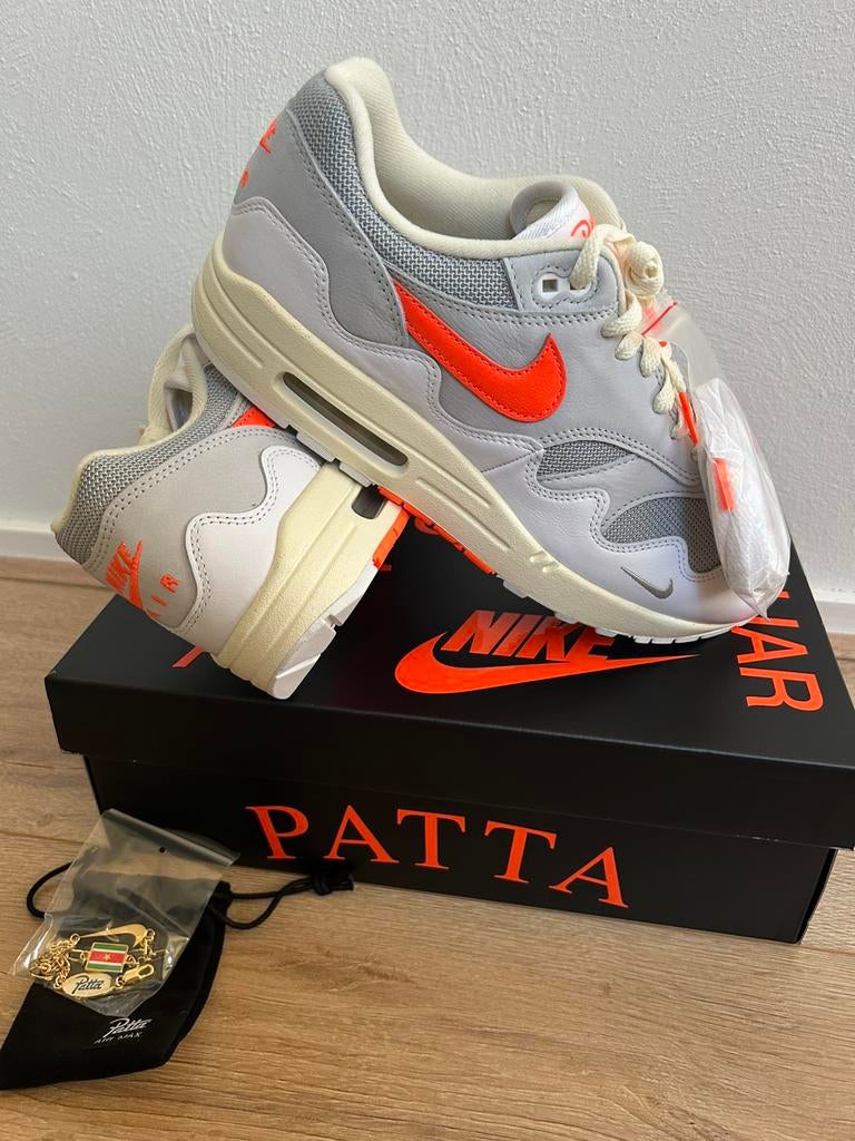 Nike Air max 1 X Patta Waves White Hyper Crimson maat 44, -, Wit, -, Nieuw