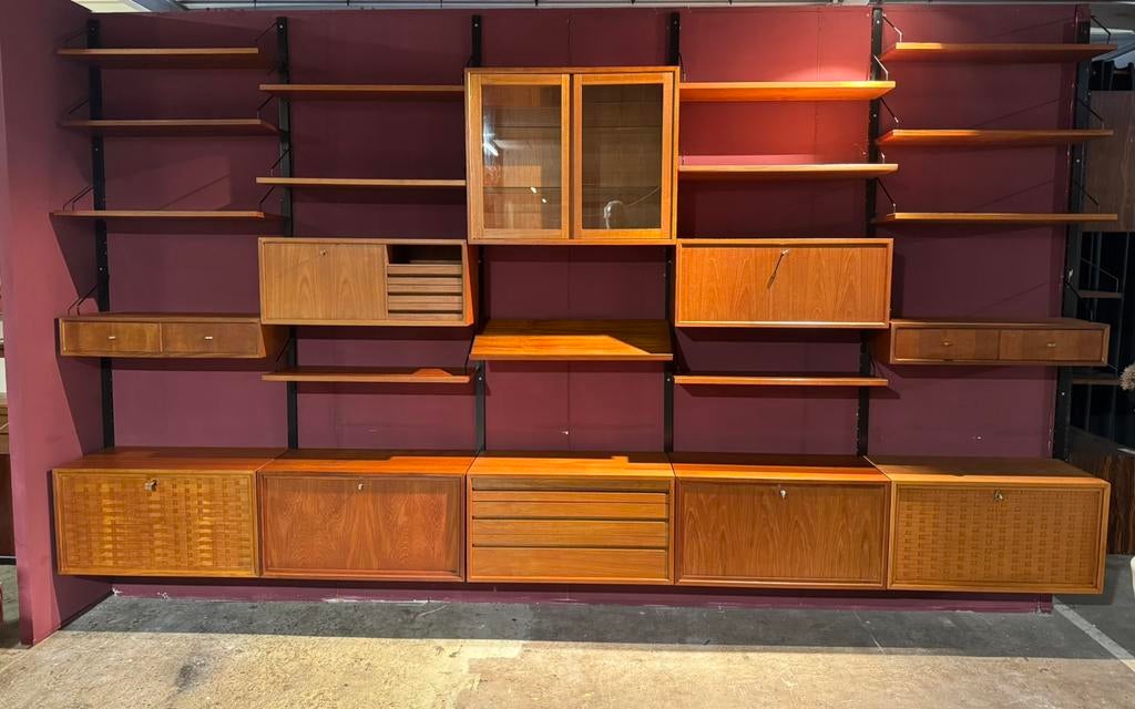Poul Cadovius by Royal System vintage modulair wandsysteem, Gebruikt, 200 cm of meer, Glas, 300 cm of meer