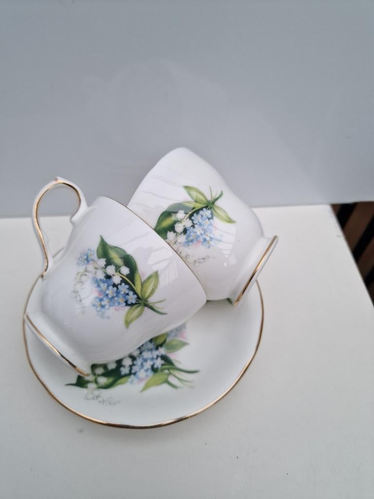 Royal Winchester Lily of the Valley kop en schotel paar, Ophalen of Verzenden