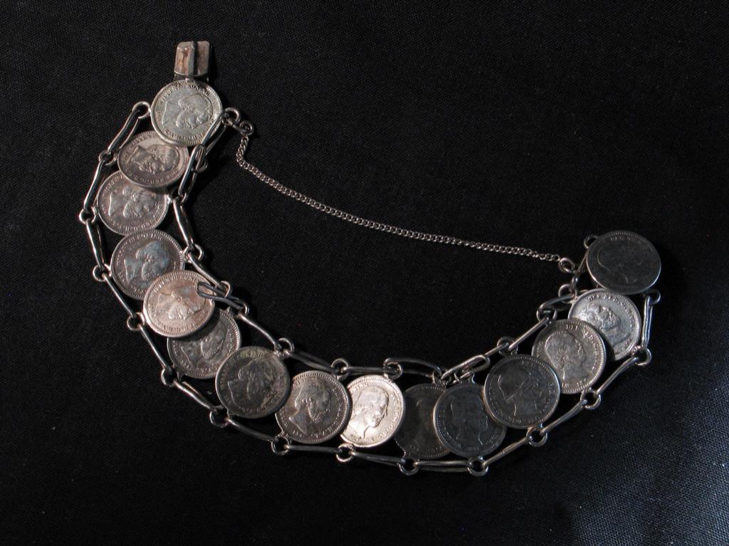 Armband antiek zilver, stuivertjes Willem III 1875. 1161, Ophalen of Verzenden, Zilver