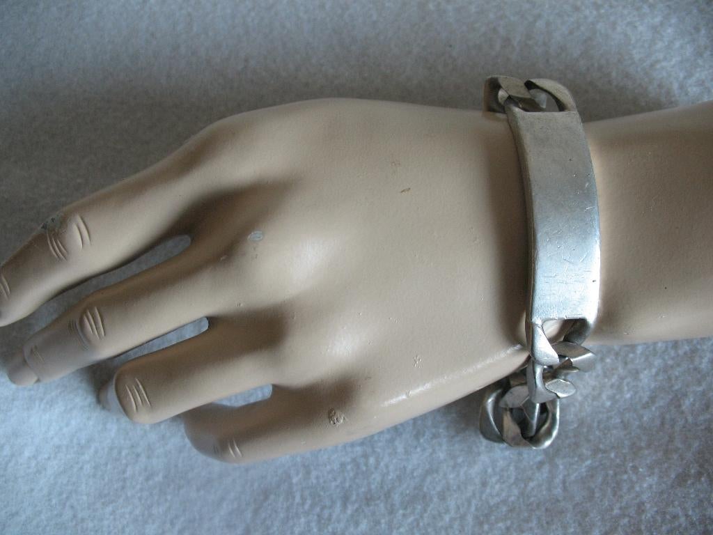 Zilver Grote Schakelarmband +Naamplaat (afgebroken slot) Vin, Ophalen, Zilver, Armband