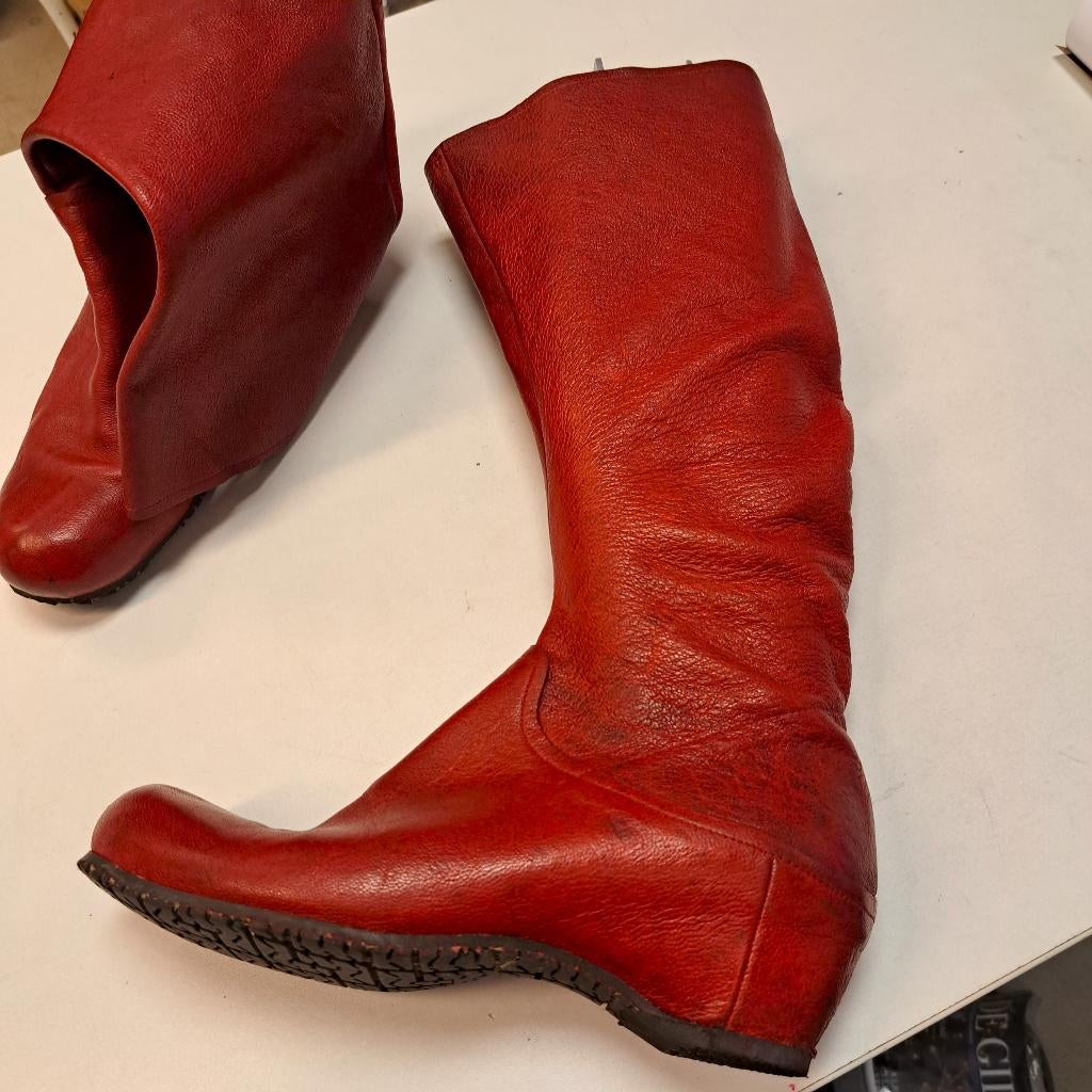 Vialis donker rode echt leren laarzen wedges mt 39 nr 43750, Hoge laarzen, Vialis, ., Vialis