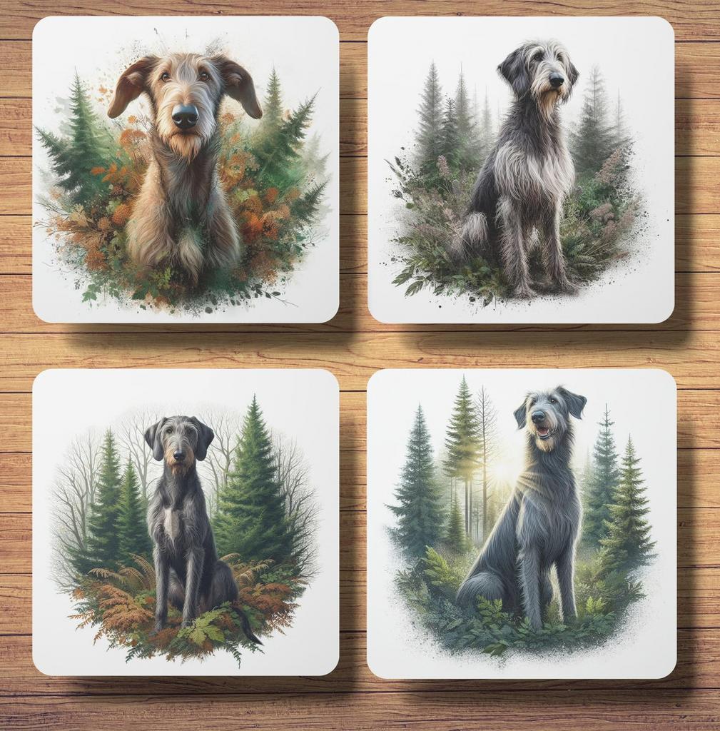 Deerhound Bos onderzetters met houder, Ophalen of Verzenden, Nieuw, Glas of Kopje