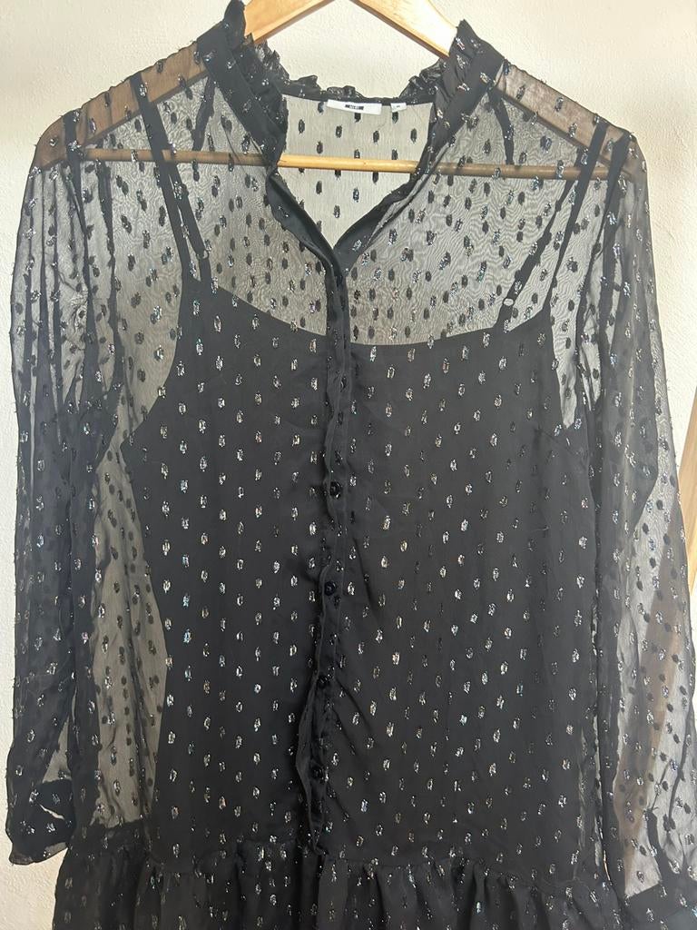 19- WE Fashion feestelijk jurkje met kant, Maat 38/40 (M), -, Zwart, -