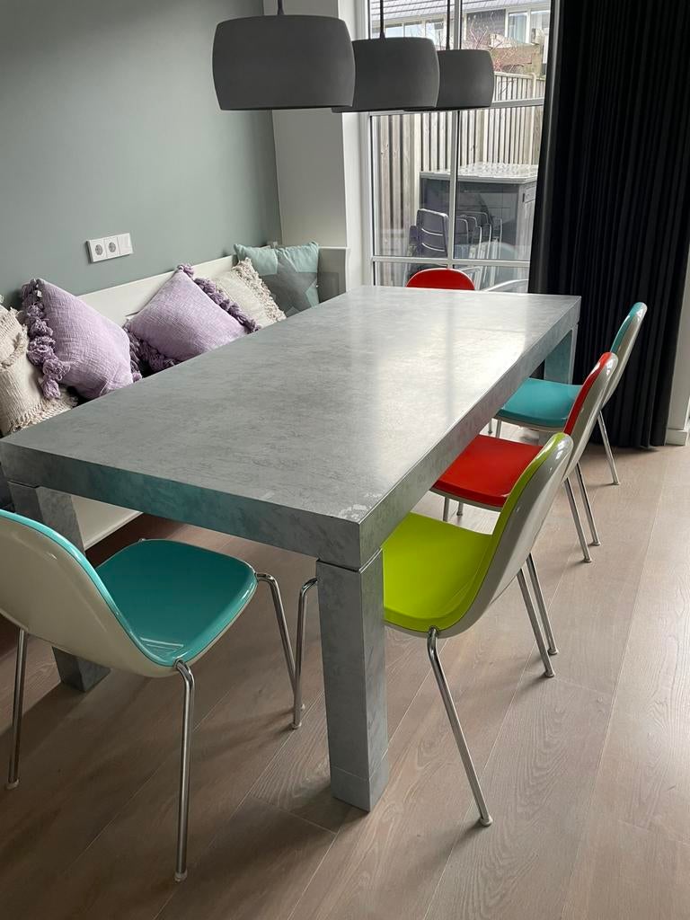 Metalen tafel / eettafel / eetkamertafel, Huis en Inrichting, Tafels | Eettafels, Ophalen, Gebruikt, 200 cm of meer, 50 tot 100 cm